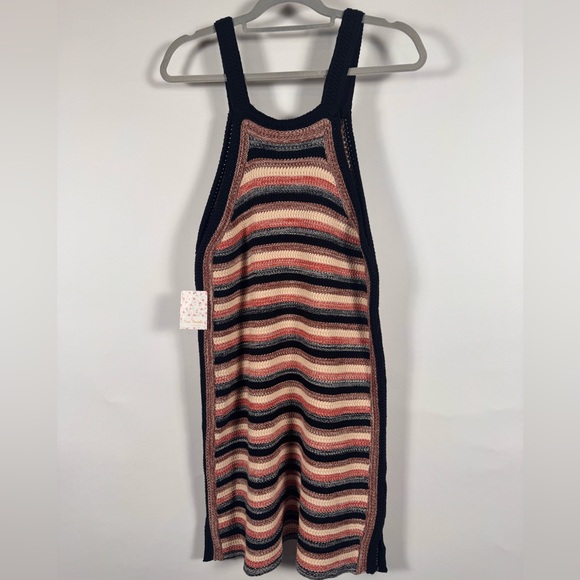 Free People Retro Ruby Striped Crochet Sweater Tank Dress Womens Size L NWT Boho - Picture 6 of 12